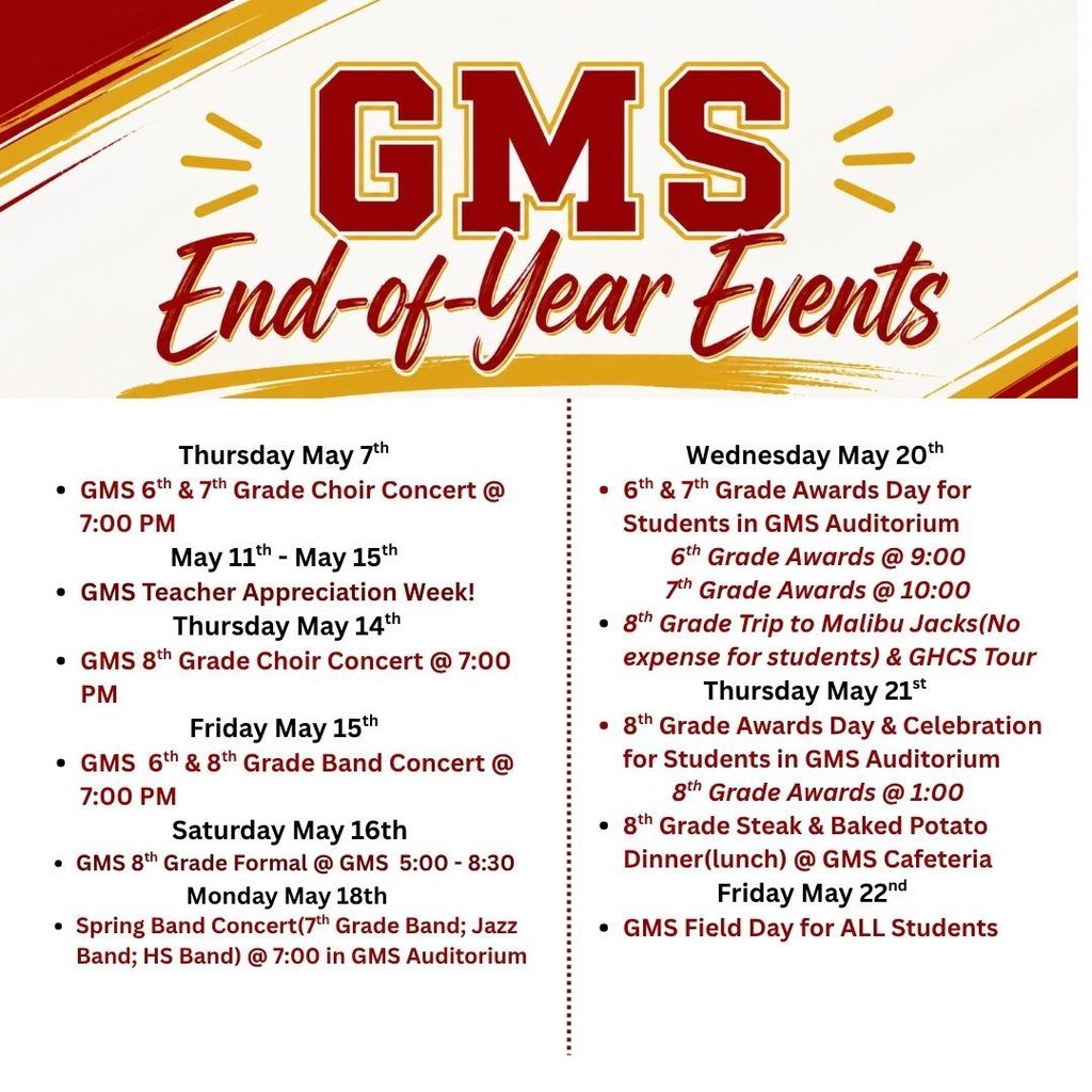 GMS EOY! *Corrected Times