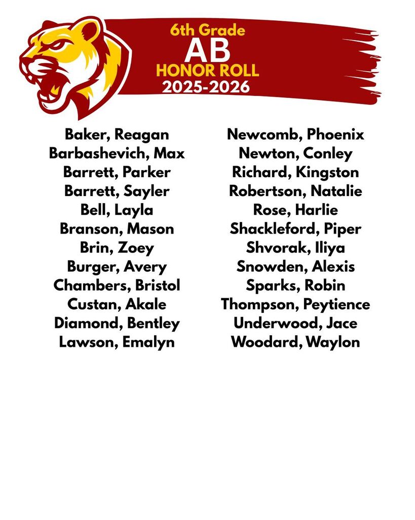 6th Grade A/B Honor Roll