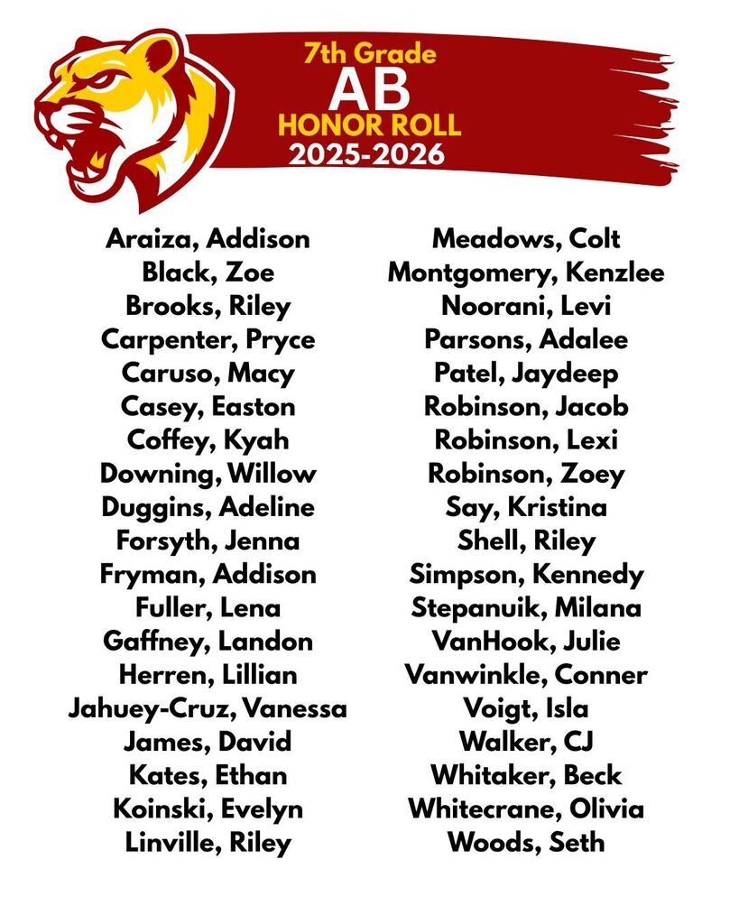 7th Grade A/B Honor Roll