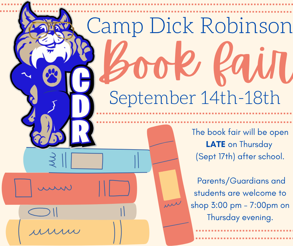 [REMINDER] The Book Fair is  this week!  The Book Fair will be open late Thursday, September 17th from 3:00 - 7:00. 