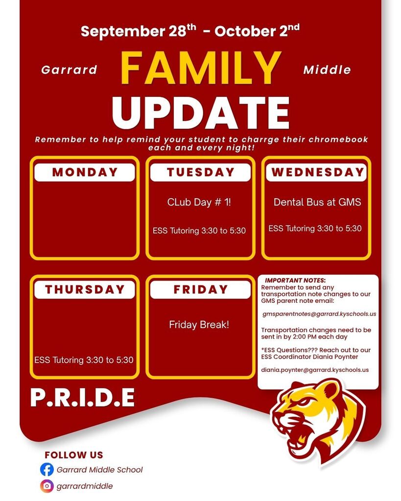 This week at GMS! 9.28.26