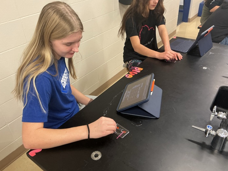 Kendra and Nadia combining the “blood” with the anti serum.