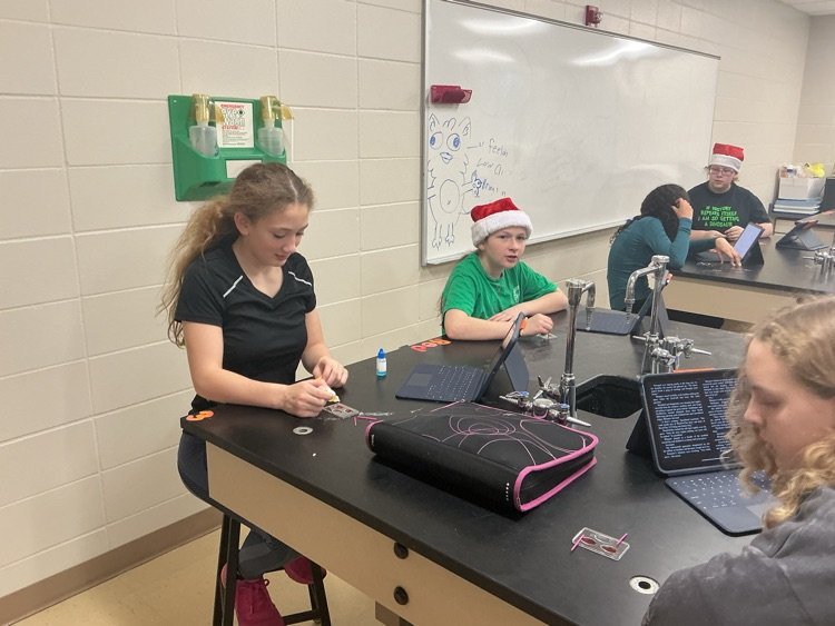 Macy and Hailey testing their patients blood.