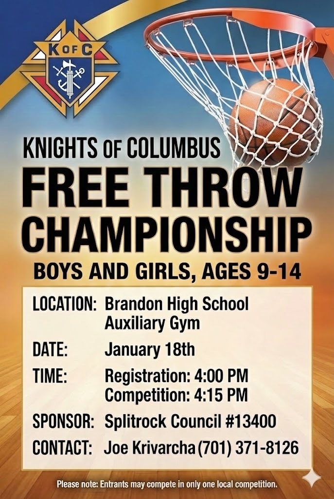 Knights of Columbus Free Throw Championship Jan 18th