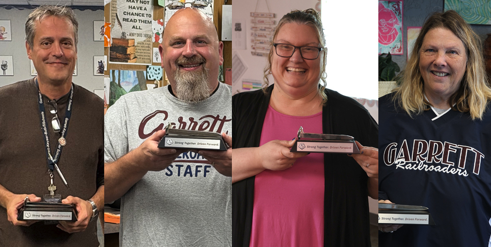September 2026 Character Counts Railroad Spike honorees: Todd Nodine, Alex Saxer, Shannon Swonger and Jennifer Kennedy