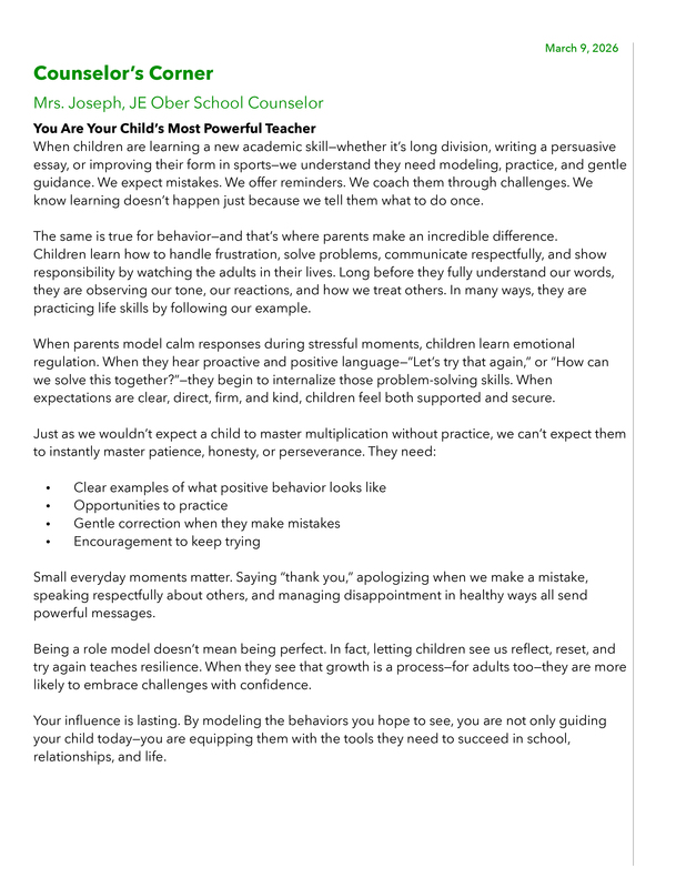 JE Ober March 2026 Newsletter