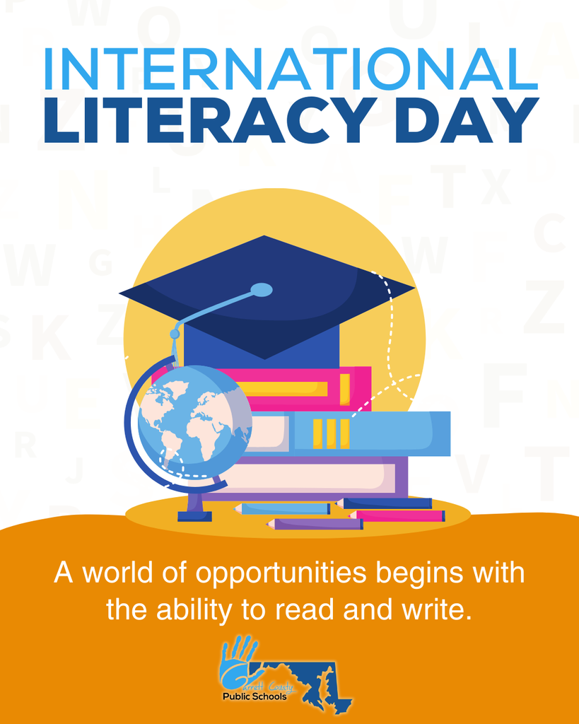 Graphic celebrating International Literacy Day, as detailed in the text.