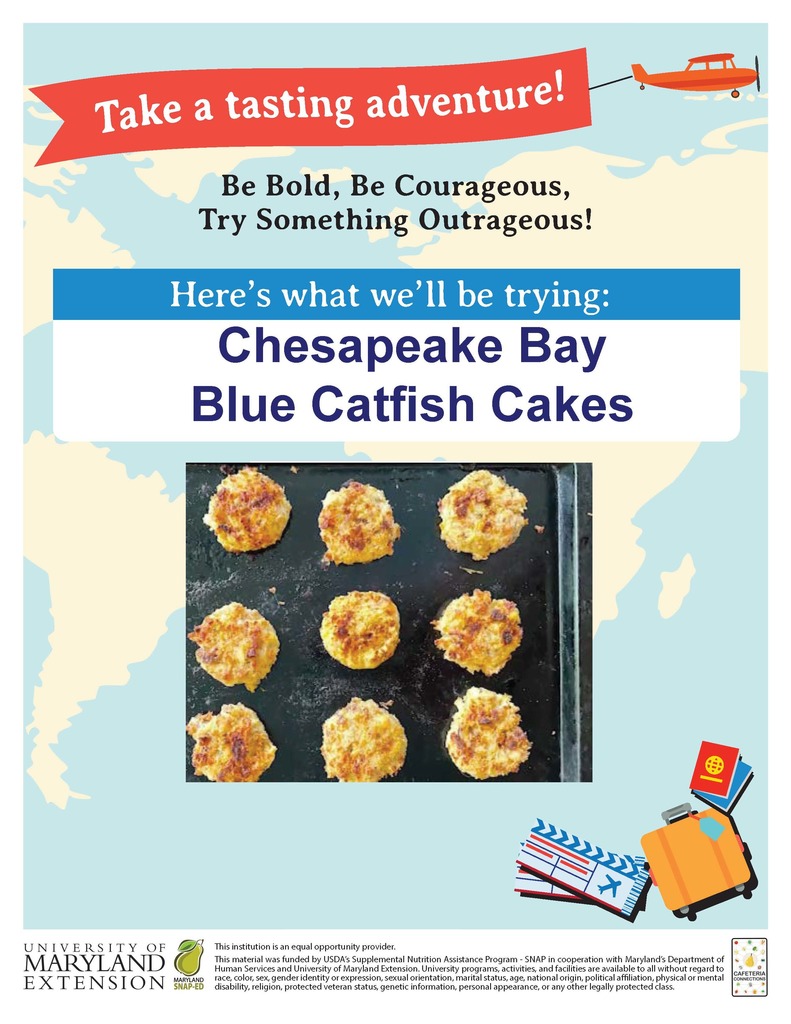 Graphic highlighting blue catfish cakes, as detailed in the text.