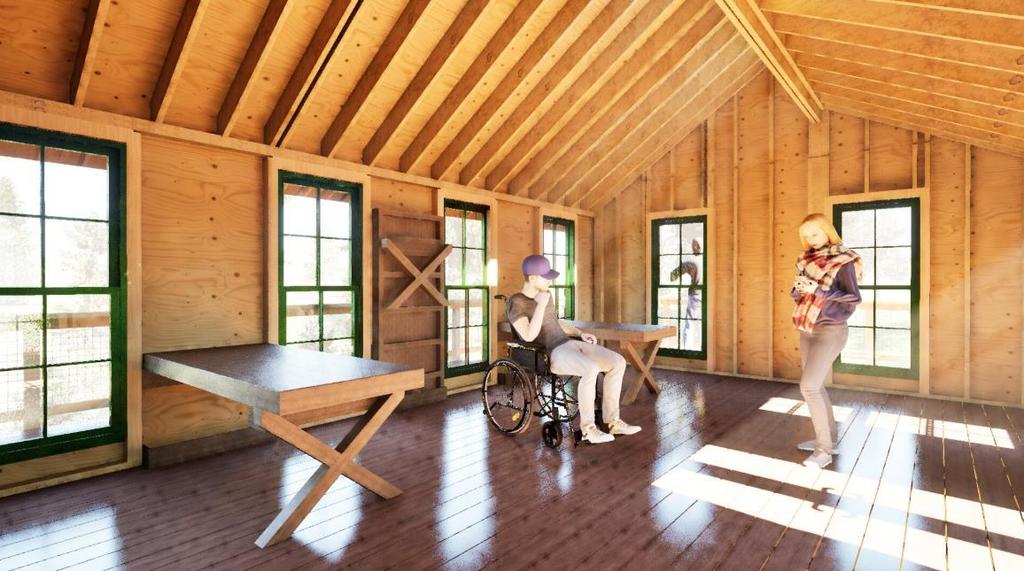 Rendering of the inside of the tree canopy classroom.
