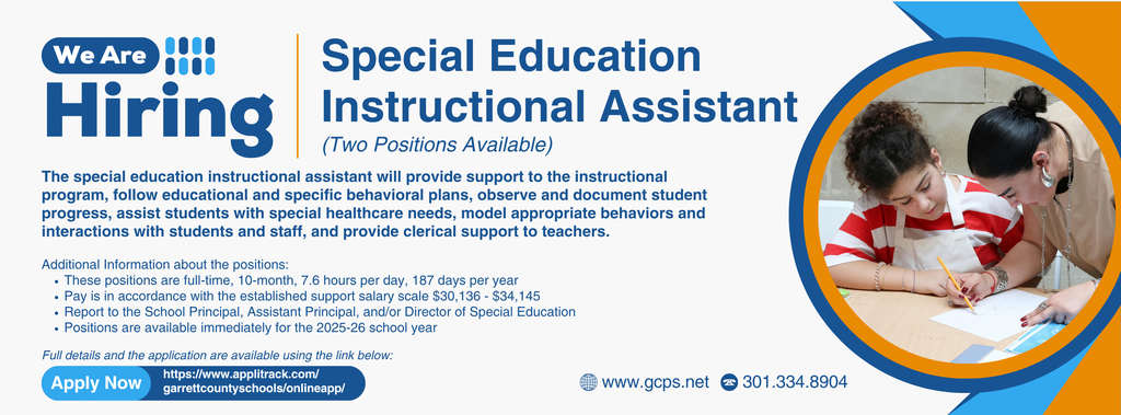 Graphic highlighting two instructional assistant positions, as detailed in the text.