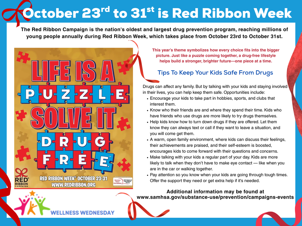 Graphic highlighting Red Ribbon Week, as detailed in the text.