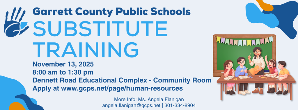 Graphic highlighting an upcoming substitute training as detailed in the story.