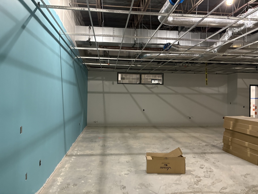 Image of a classroom during the construction phase.