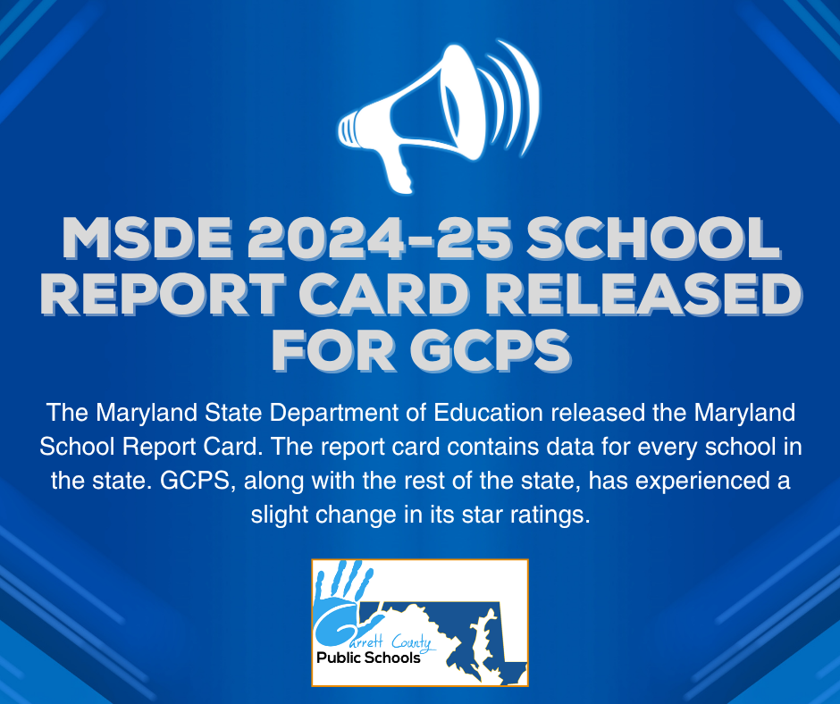 Graphic highlighting the Maryland Report Card as it pertains to GCPS, which is detailed in the text.