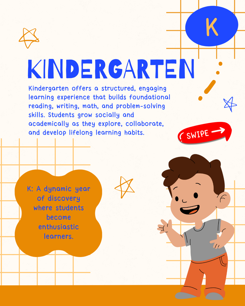 Graphic highlighting the Kindergarten program as detailed in the text.