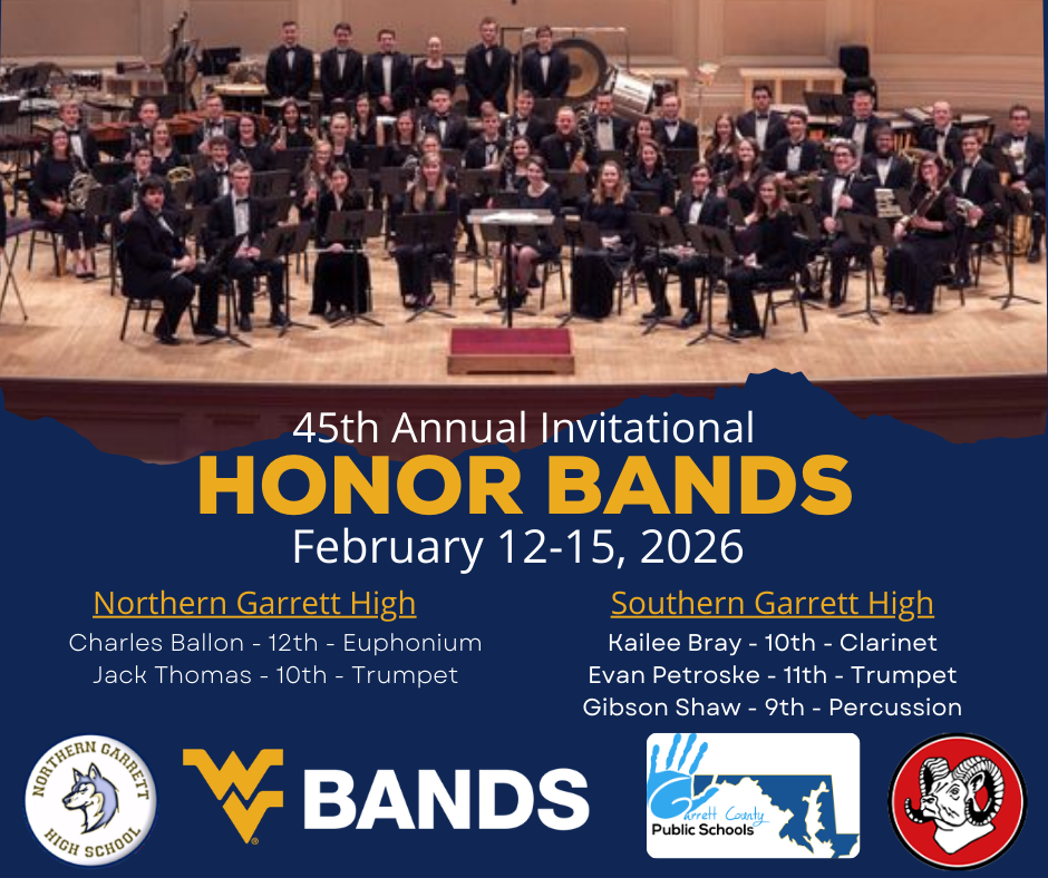 Graphic denoting the WVU 45th annual invitational honor bands, as detailed in the text.