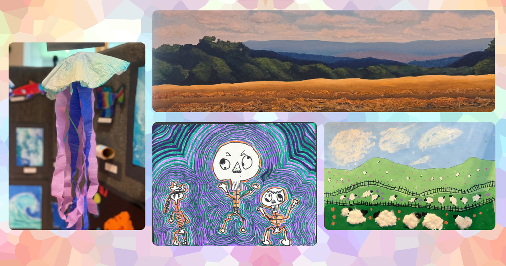 Collage of a sampling of artwork from the 2026 GCPS Student Arts Fair.