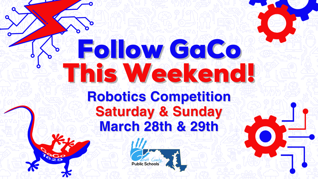 Graphic indicating a robotics competition, as detailed in the text.