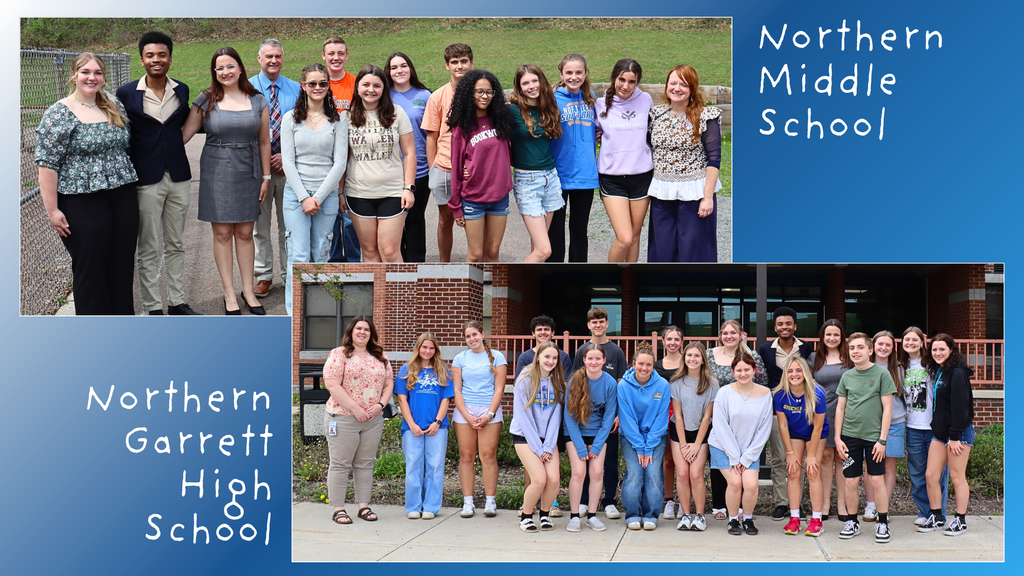 Collage of the MD State Student Member of the Board, posed with students from Northern Middle and High schools.