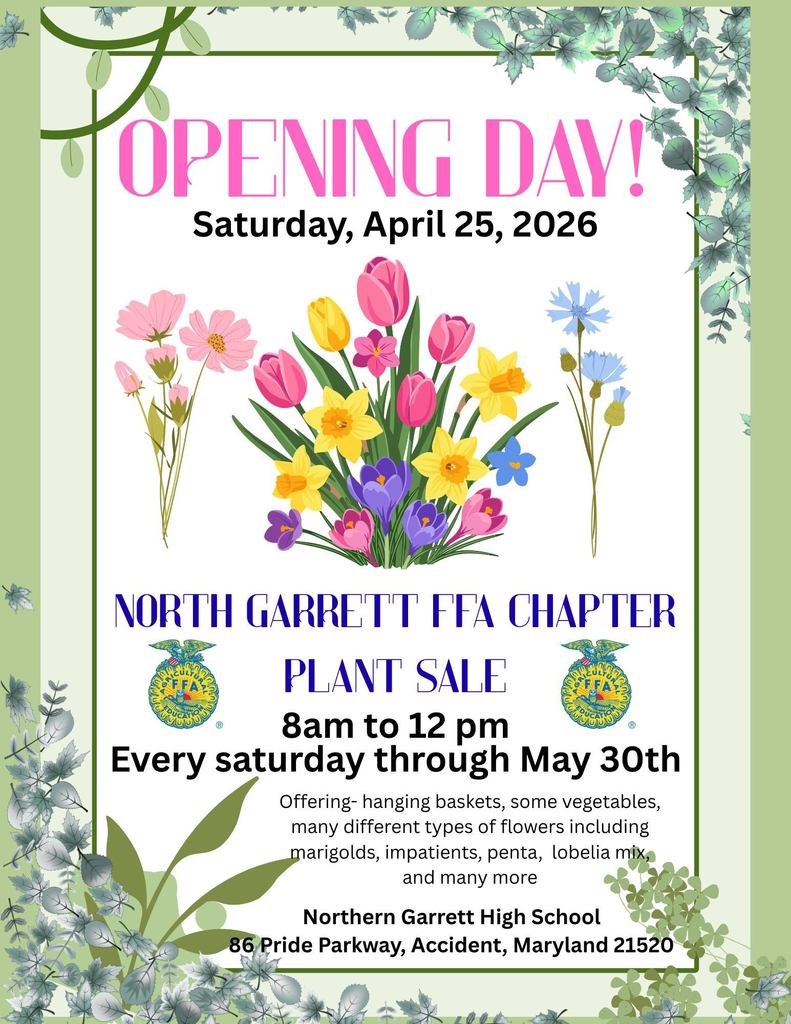 Flyer highlighting the North Garrett FFA chapter plant sale, as detailed in the text.
