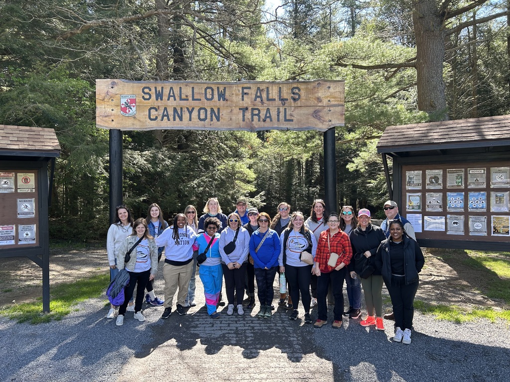 Group picture of the MD teachers of the year at Swallow Falls State Park.