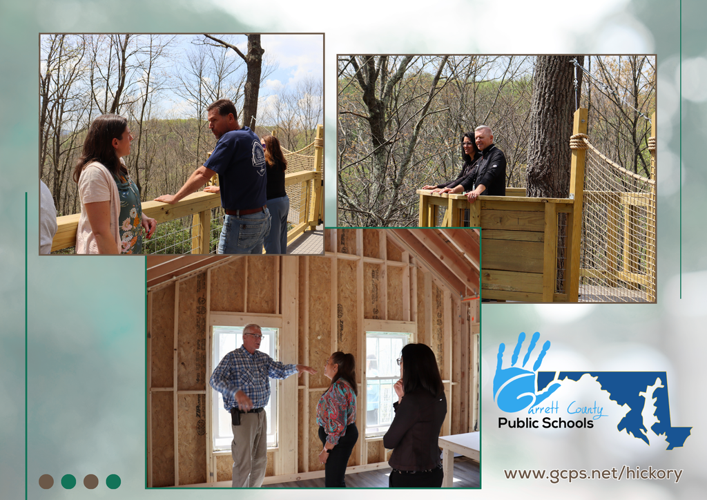 Collage of images from the Hickory Tree Canopy Observation Area ribbon cutting ceremony.