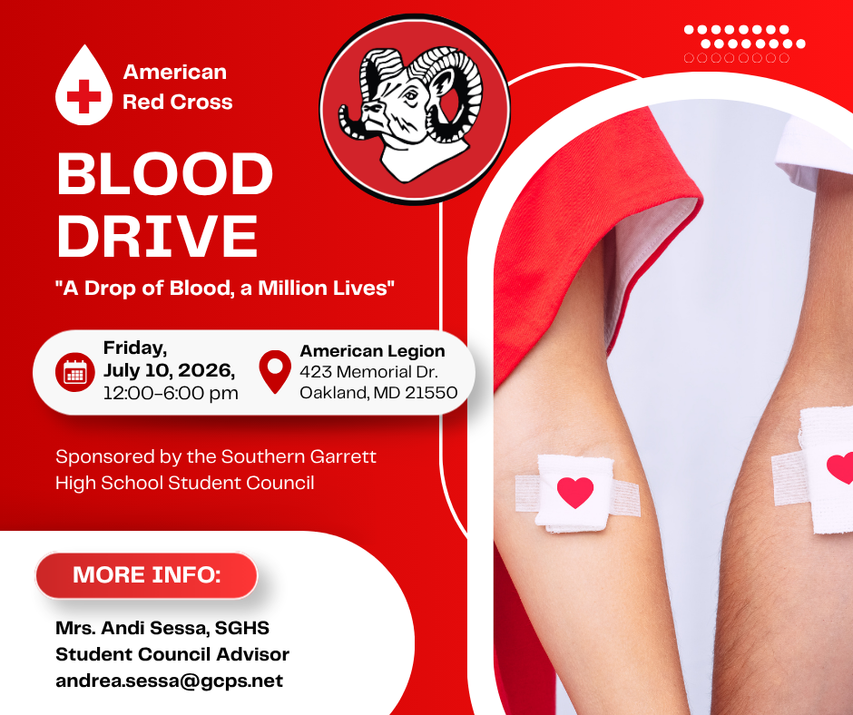 Graphic highlighting a blood drive, as detailed in the text.