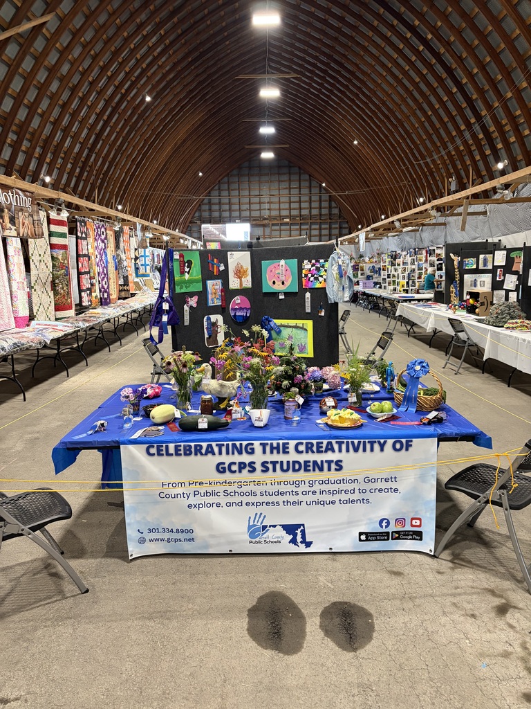 Image of the GCPS student art exhibit at the Garrett County Fair, as detailed in the story.