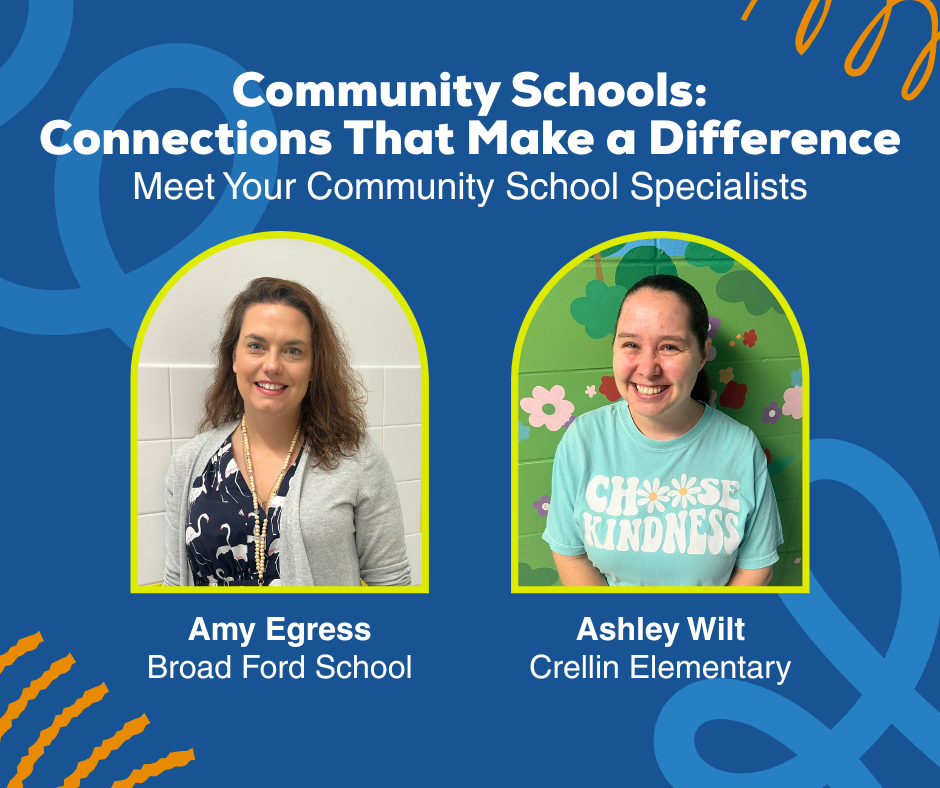 Graphic highlighting two of our Community School Specialists.