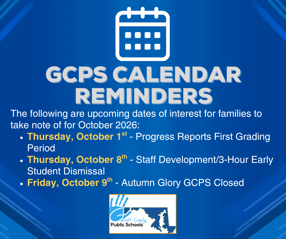 Graphic highlighting GCPS calendar reminders for the month of October, as detailed in the text.