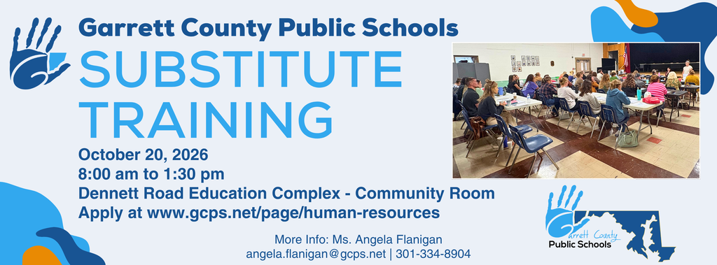Graphic highlighting an upcoming substitute training, as detailed in the text.