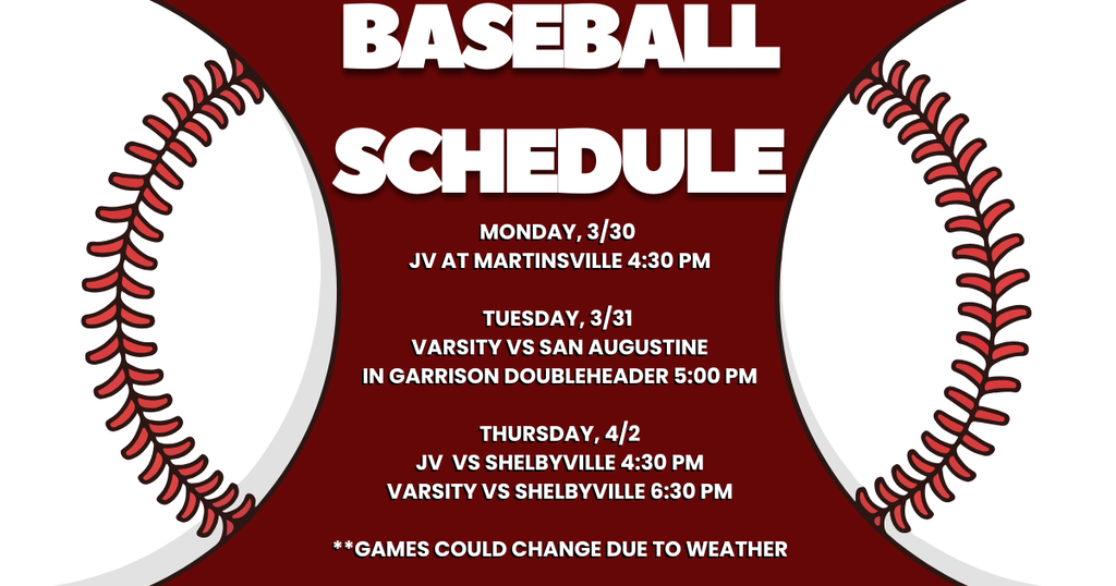 Baseball Changes for week of 3/30/2026
