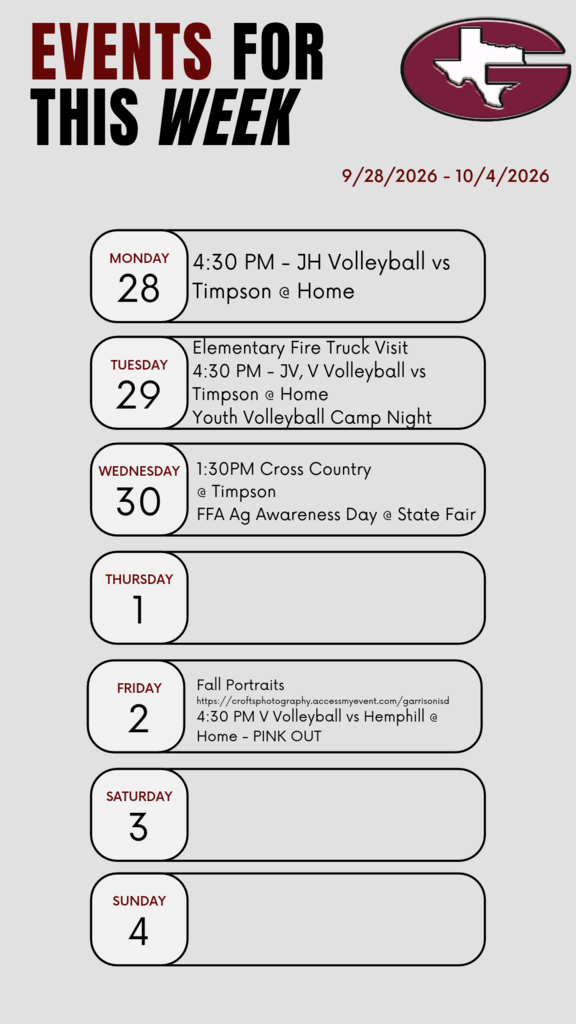 Weekly events 9/28