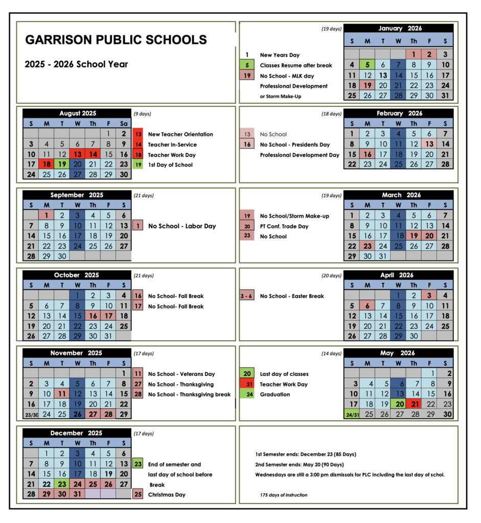 school calendar