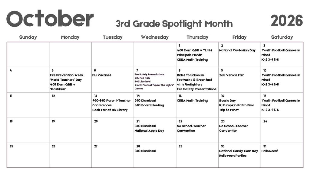 October 2026 printable calendar