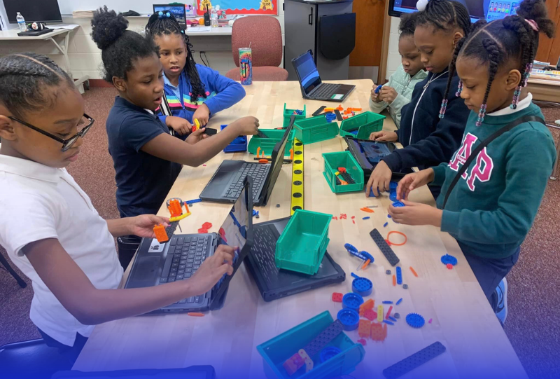 Children working with computers