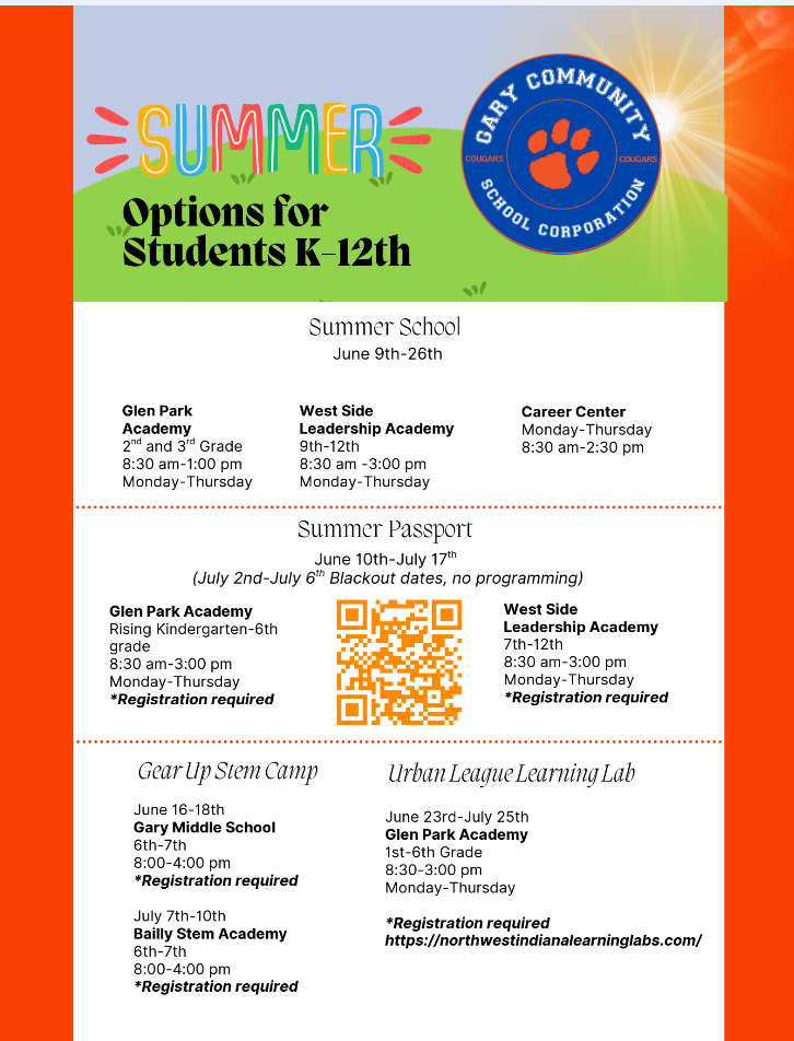Summer Options for Students K-12. See article for more information.