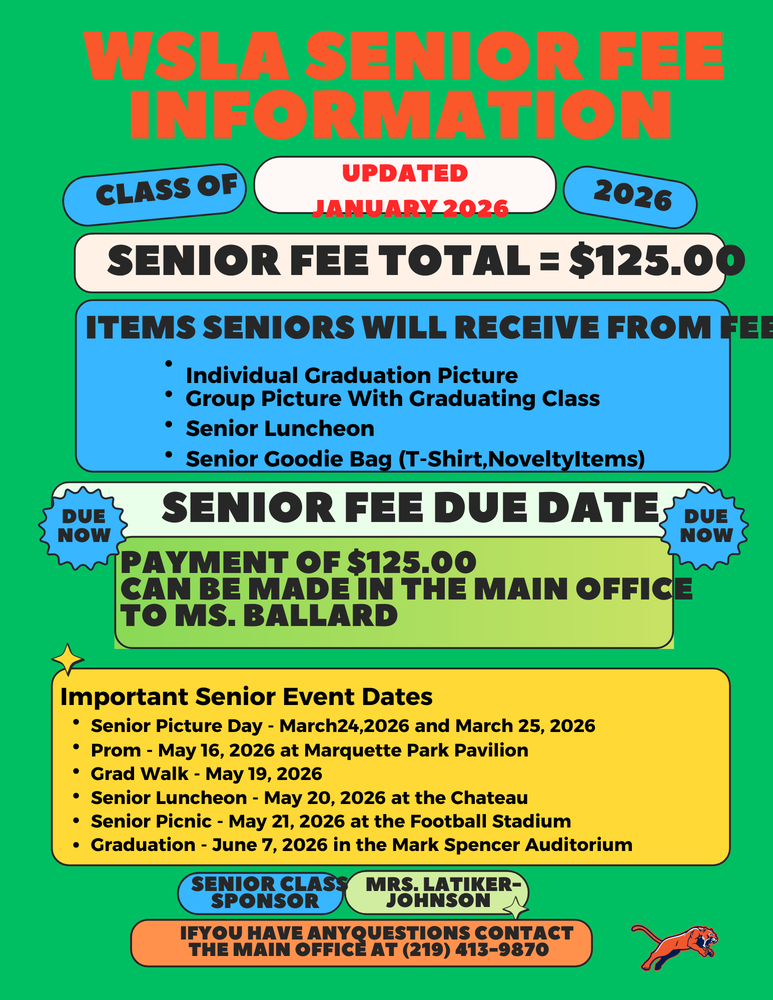 WSLA Senior Fee Information
