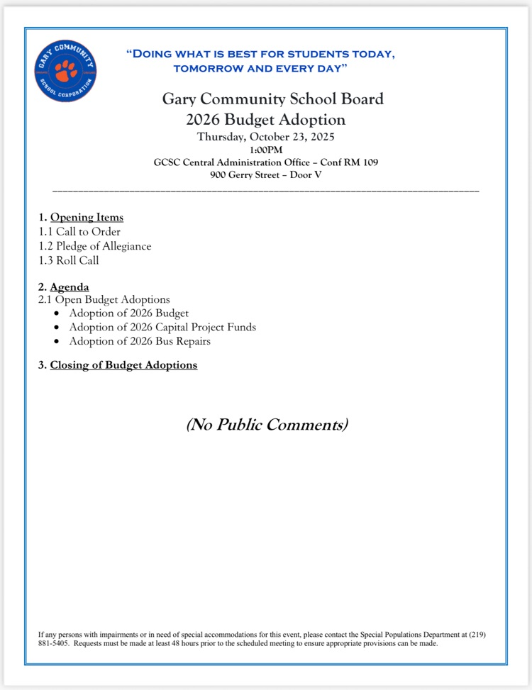 budget adoption agenda