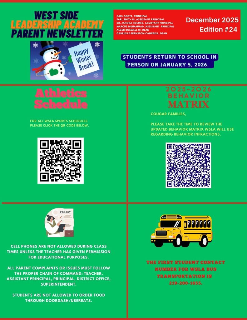 Athletic schedule QR code for behavior matrix and transportation information