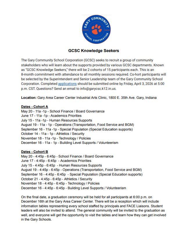 GCSC Knowledge Seekers Flyer