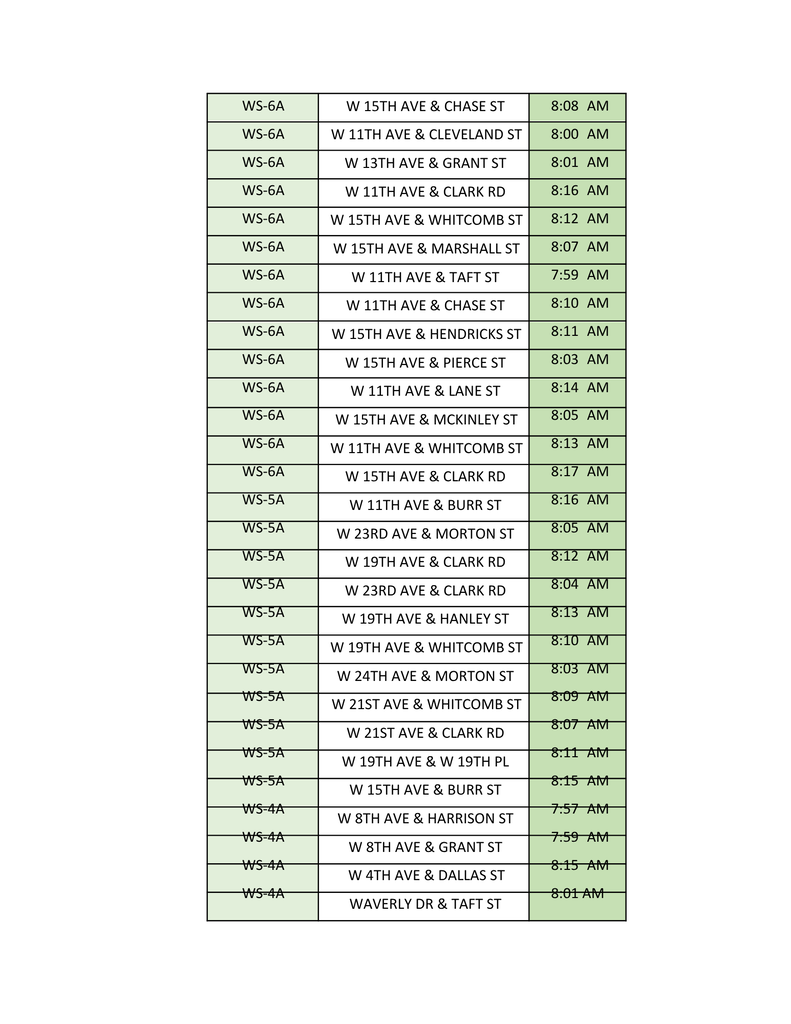 Summer School Bus Routes