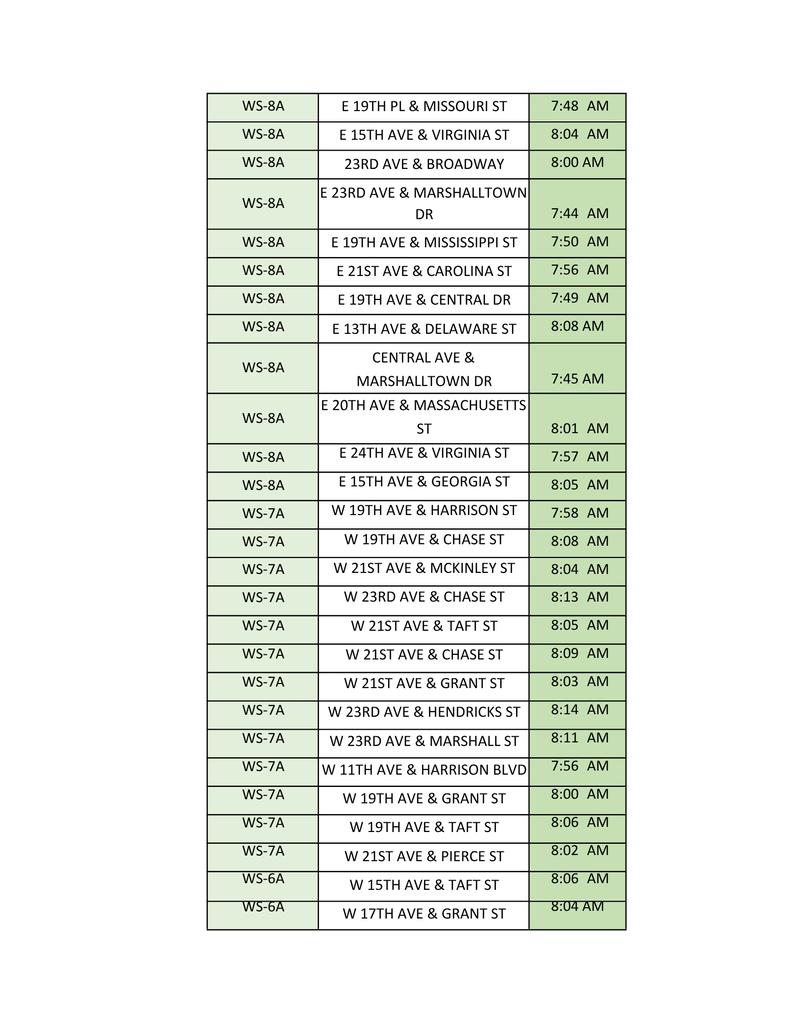 Summer School Bus Routes