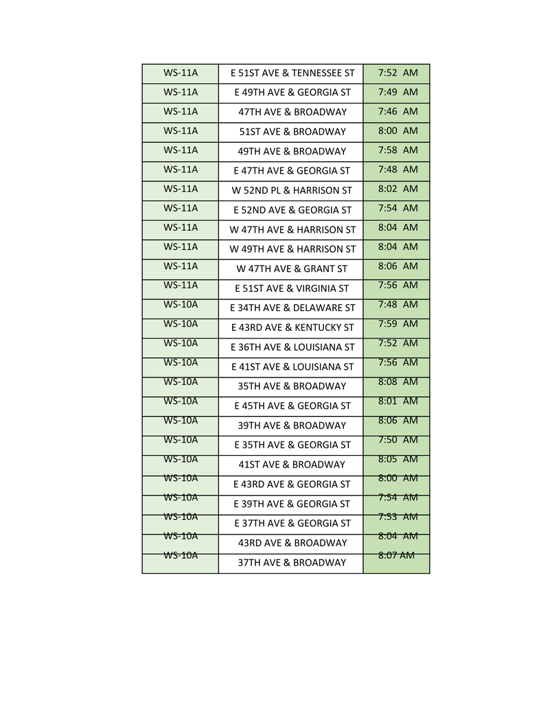 Summer School Bus Routes