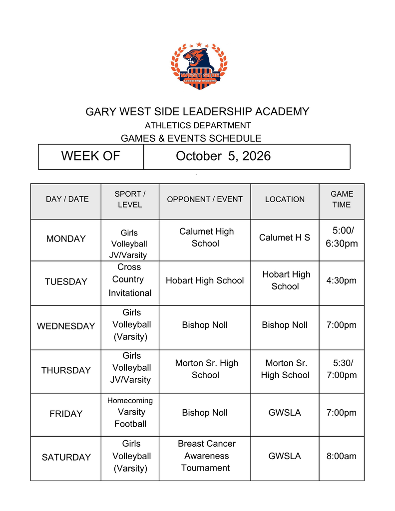 Athletics events this week flyer