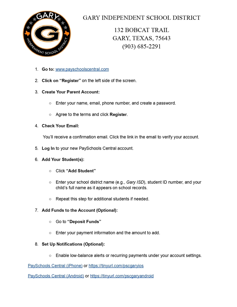 PaySchoolsCentral Instructions 