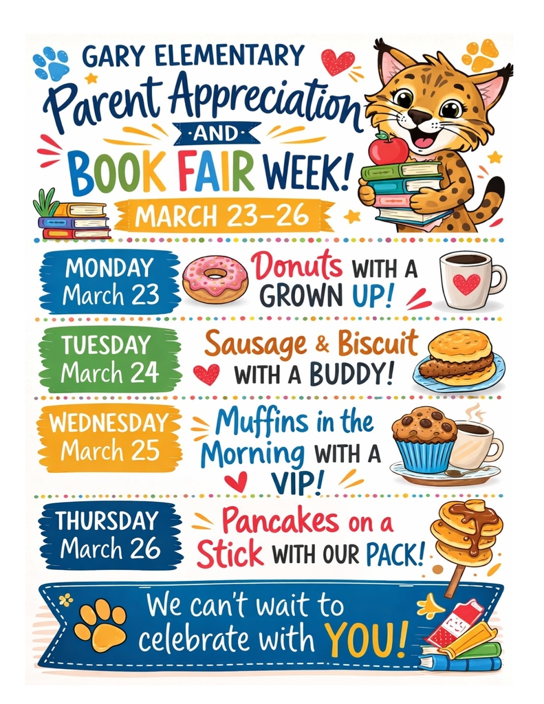 Parent Appreciation and Book Fair Week! March 23-26!