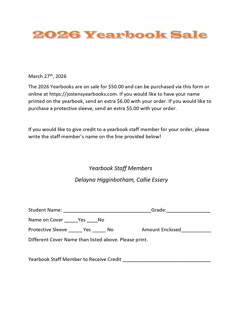 Yearbook Order Form