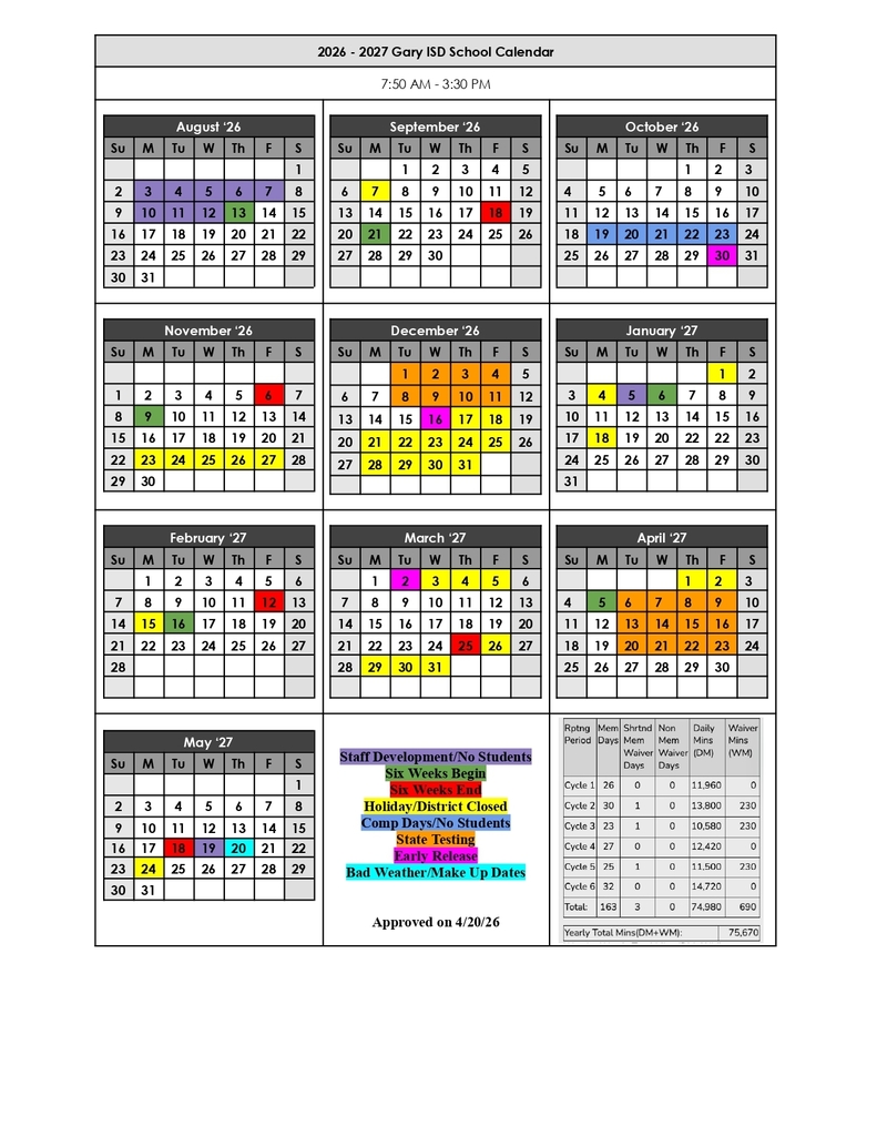 2026-2027 School Year