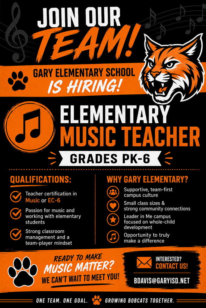 Gary Elementary is hiring a music teacher!